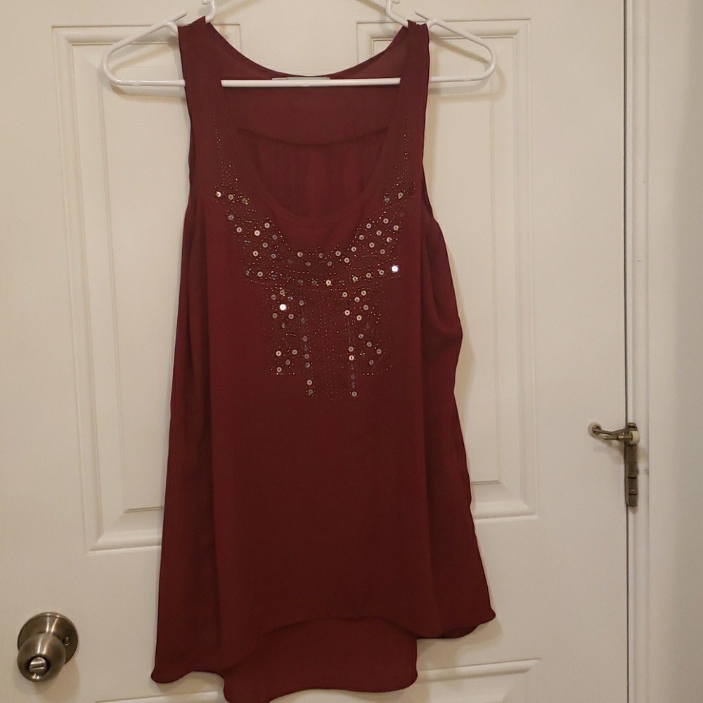 Polyester tank top with sequins